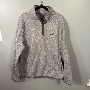 L.L. Bean Men's L.L. Bean XL Tall Gray Sweater Fleece Pullover Snap Collar NWOT